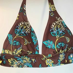 EUC Bikini VS Top Victoria's Secret Floral Brown Swim Pad V-neck Summer Paisley